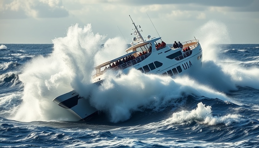 150-foot tour boat wrecked in Waikiki amid crashing waves.