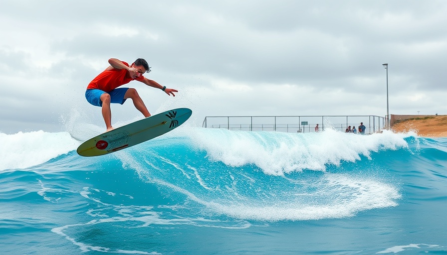 Surfer performing aerial move at Virginia Beach Surf Park.