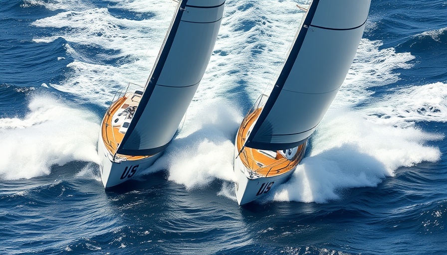 Sailboats racing in Ocean Race Europe, cutting through waves under bright skies.