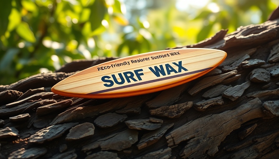 Eco-friendly surfboard wax on tree bark outdoors.
