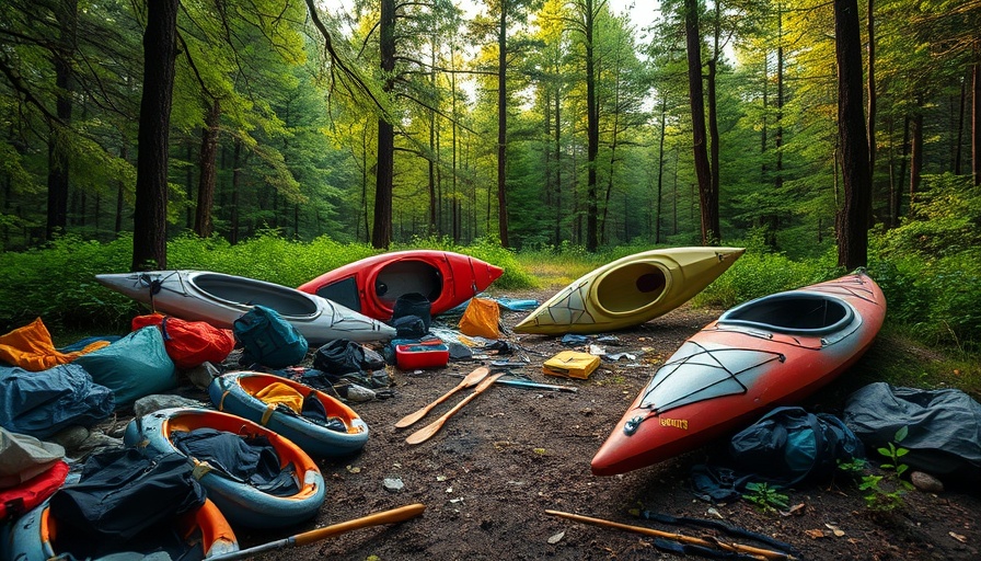 Kayakers' camp disrupted by a tsunami with scattered gear