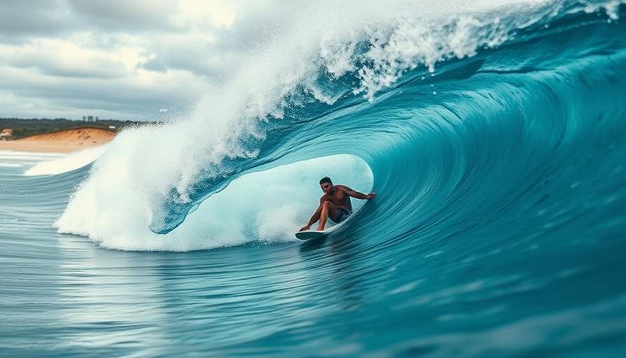 Dynamic surfer in the Make a Wave Challenge carving through a wave.