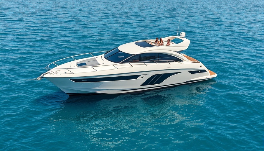 Sleek Intrepid 430 boat anchored on calm blue sea