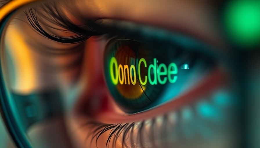 Vibe Coding abstract eye with code reflections