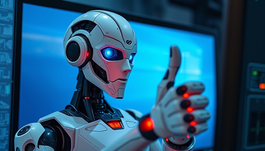Futuristic robot on screen thumbs up, Meta partners with Midjourney