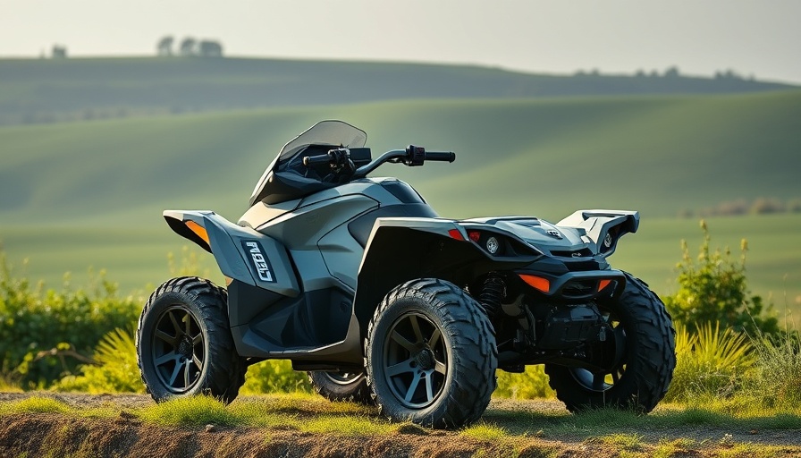 Can-Am ATV showcasing off-road innovations in a serene green countryside.