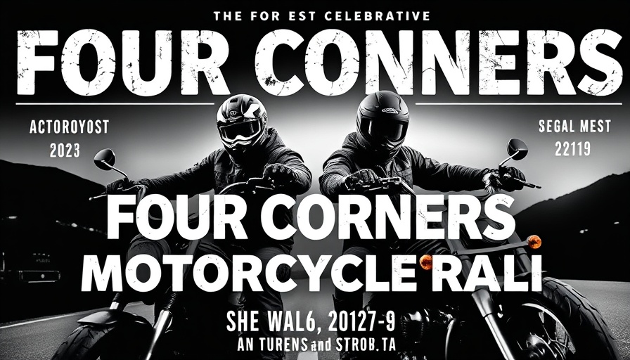 Four Corners Motorcycle Rally event poster with bold text.