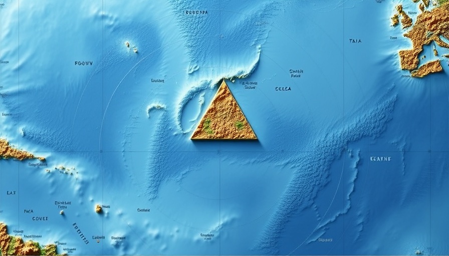 Map showing Bermuda Triangle location in the North Atlantic Ocean.