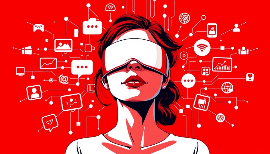 Blindfolded woman amidst tech icons on red backdrop, Blind Test GPT-5 vs GPT-4o.