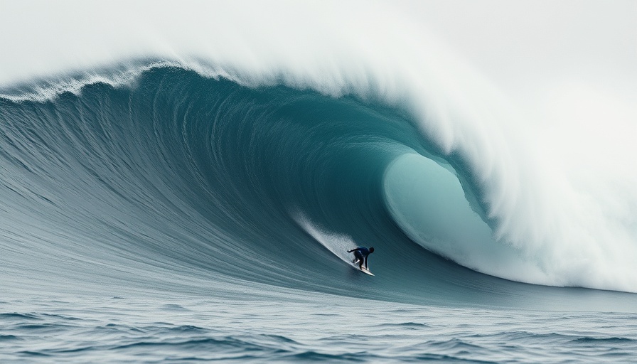 Massive wave with surfer in water sports photography competition.