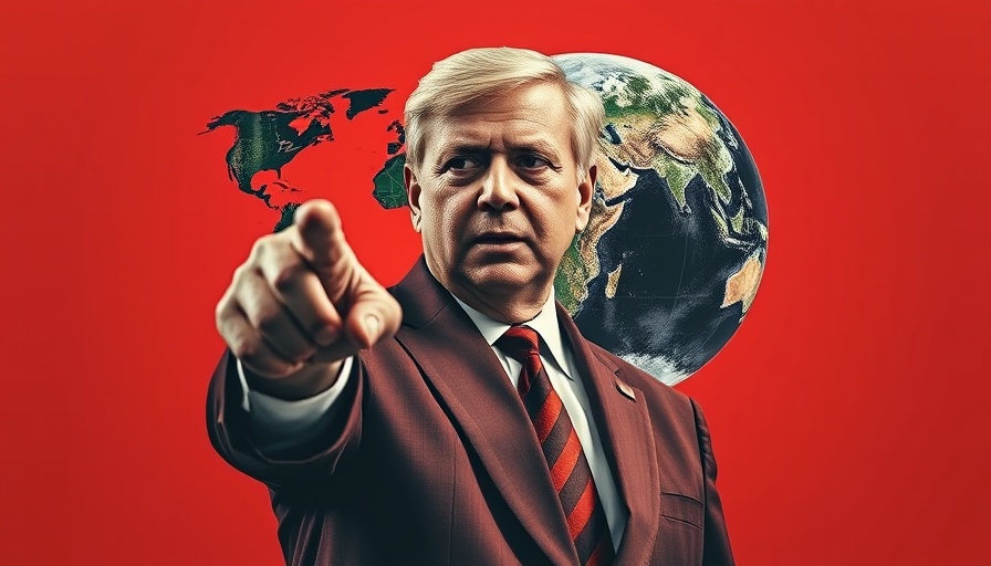 Political figure pointing amidst global trade symbols; Winners of Trump’s Trade War.