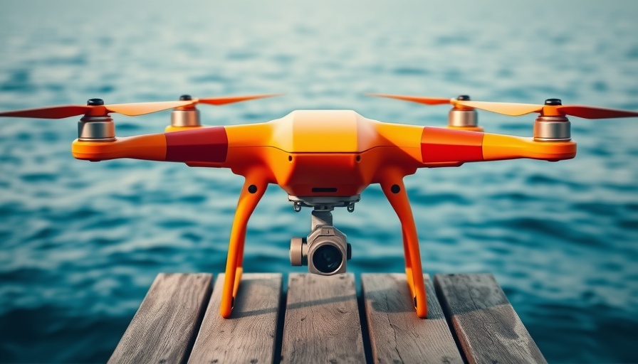 Drone Rescue System for Boating on ocean dock, prepared for action.