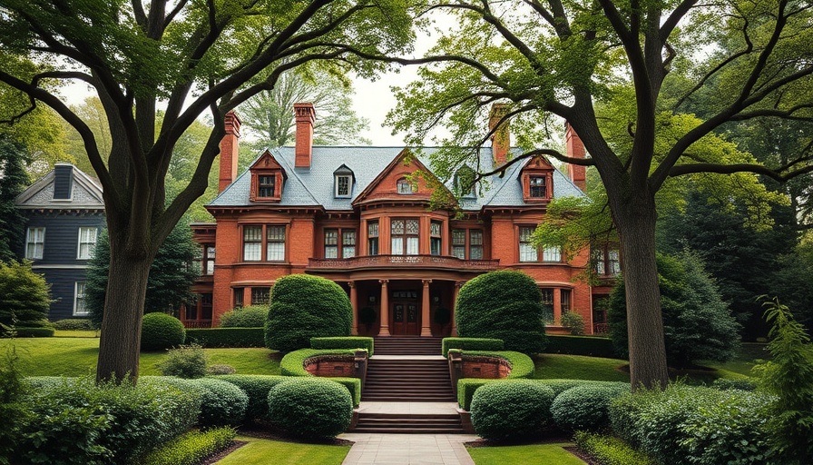 Quiet luxury mansion with pristine gardens, serene setting