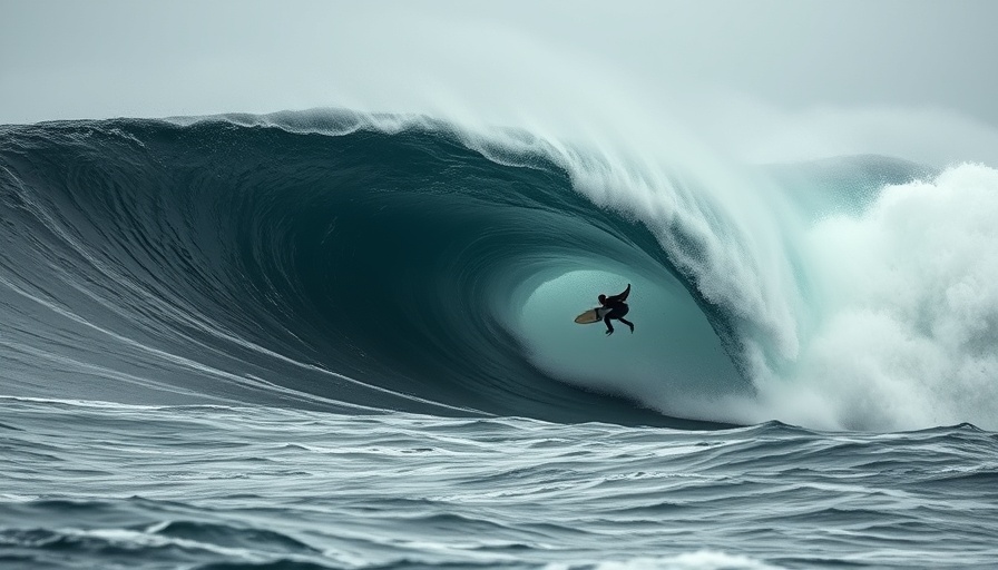 Peter Mel's Goliath Tube at Mavericks: surfer inside massive wave.