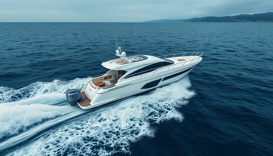 Sleek white Cabo 40 Express cruising for sale on open water.