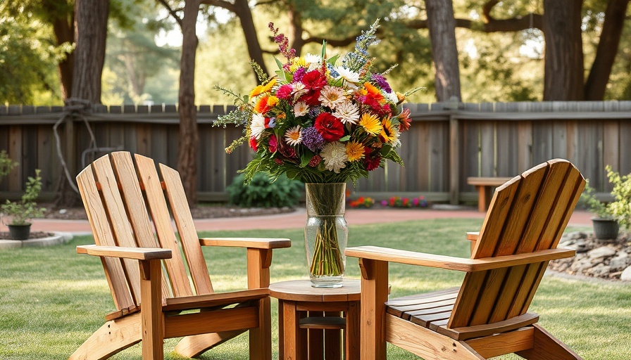 Rustic garden scene with floral vase for sustainable home design.