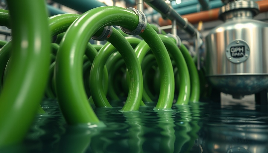 Seawater heat pump system components in a metal tank.