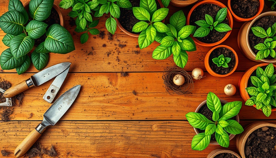 Rustic gardening setup with plants and tools, Best Allotment Books UK.