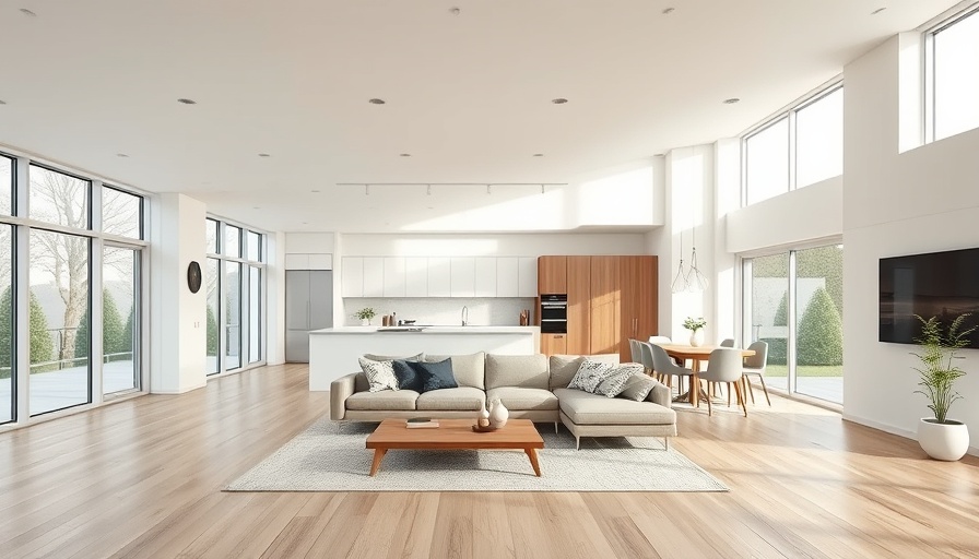 Modern open-concept living room and kitchen reflecting whole home remodel trends.