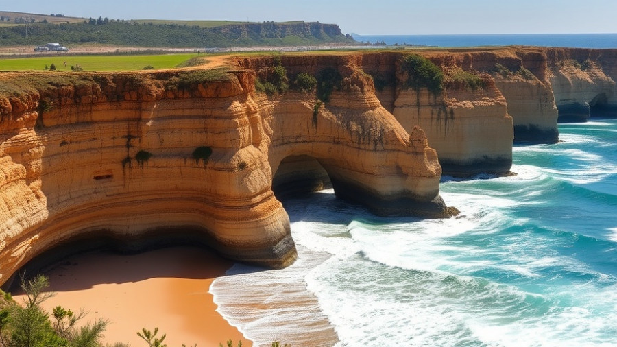 Breathtaking view of Great Ocean Road's rock formations, vibrant sea