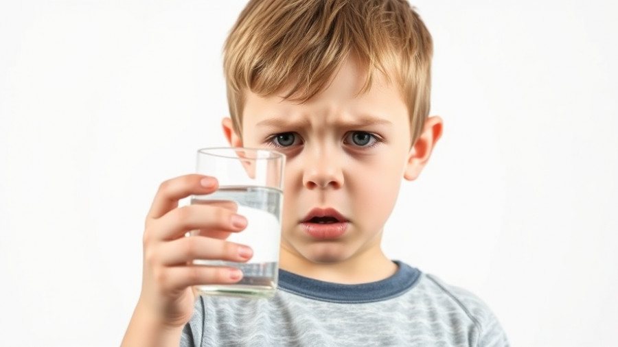 Child shows distaste for tap water, highlighting solutions.
