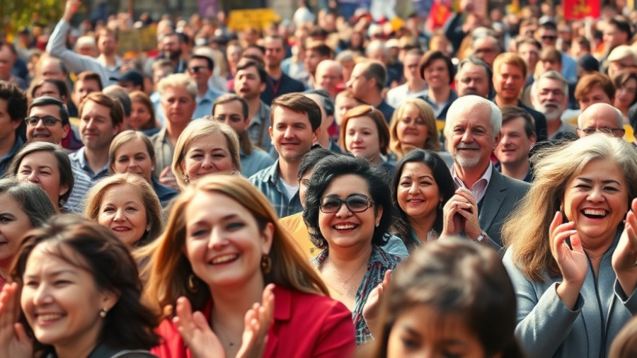 Crowd during protests in the U.S., people clapping and engaging.