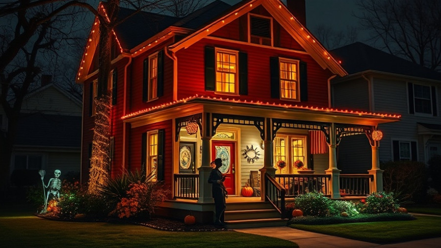 Vibrant Halloween house display in the Triangle area.