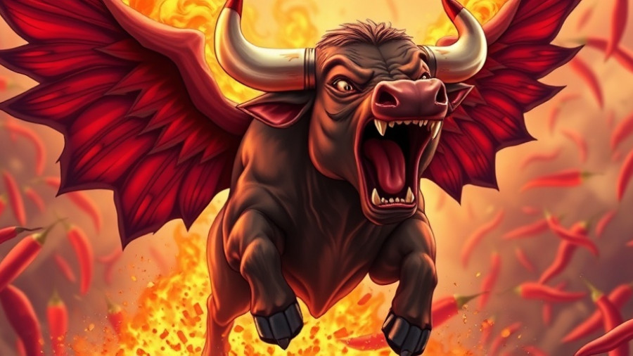 Durham Hot Wing Challenge poster with fierce bull and fiery wings.