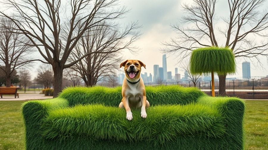 Pet-friendly spot featuring a dog on a grass couch in the Triangle.