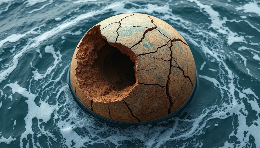 Earth globe cracking in water depicts global water waste crisis.