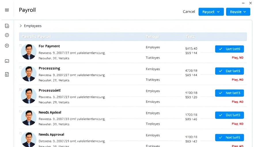 Payroll Templates for Businesses: Digital payroll report interface with categorized tasks.