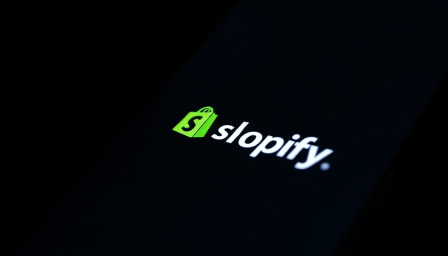 Shopify logo illuminated on a smartphone screen, dark background.