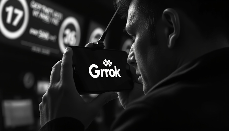 Elon Musk's xAI funding strategies concept with 'Grok' display.