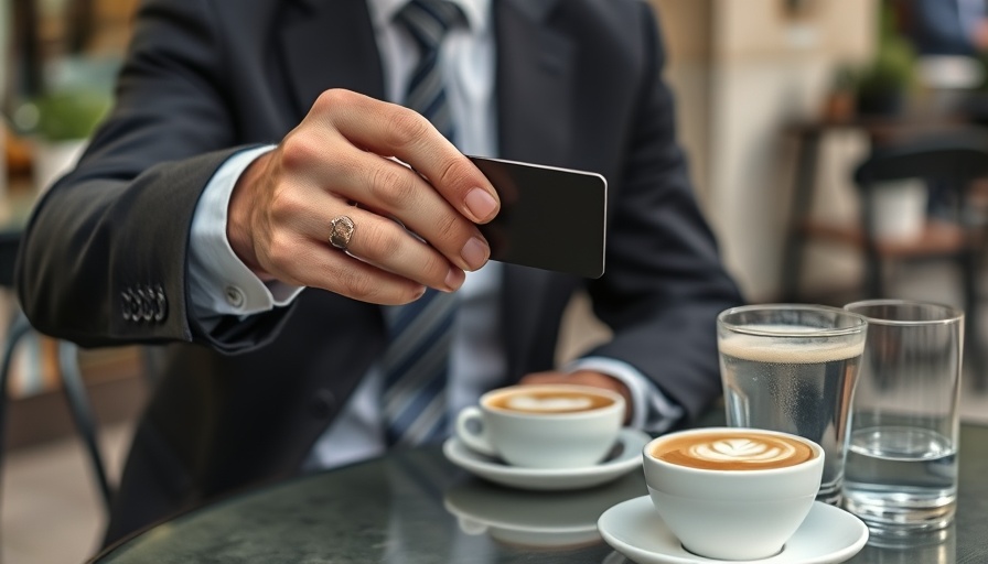 Business person paying with credit card at cafe, pay it forward concept.