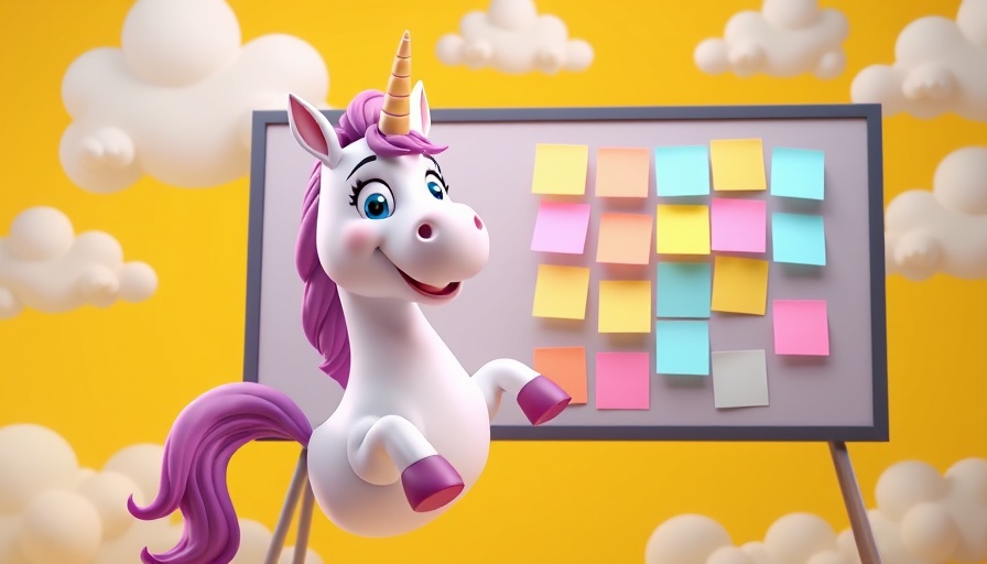 Cartoon unicorn organizing notes for user experience documentation.