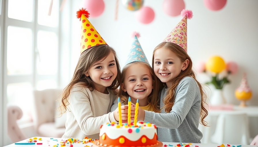 Cheerful party with young girls hugging celebrates friendly events.