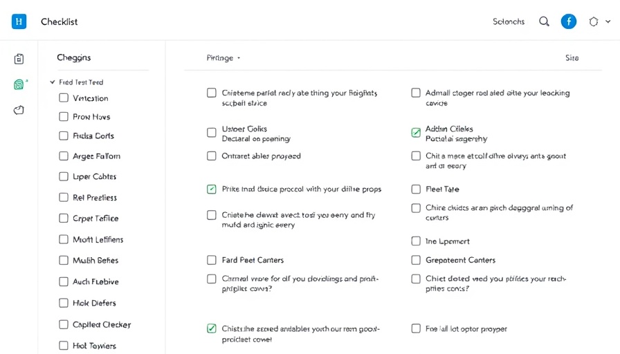 Digital checklist template for organizing tasks