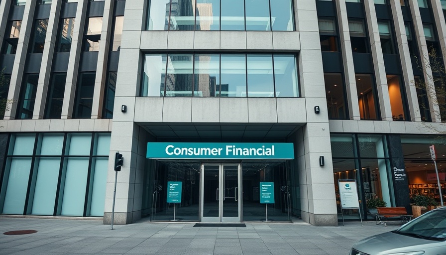 Consumer Financial Protection Bureau entrance reflecting urban environment