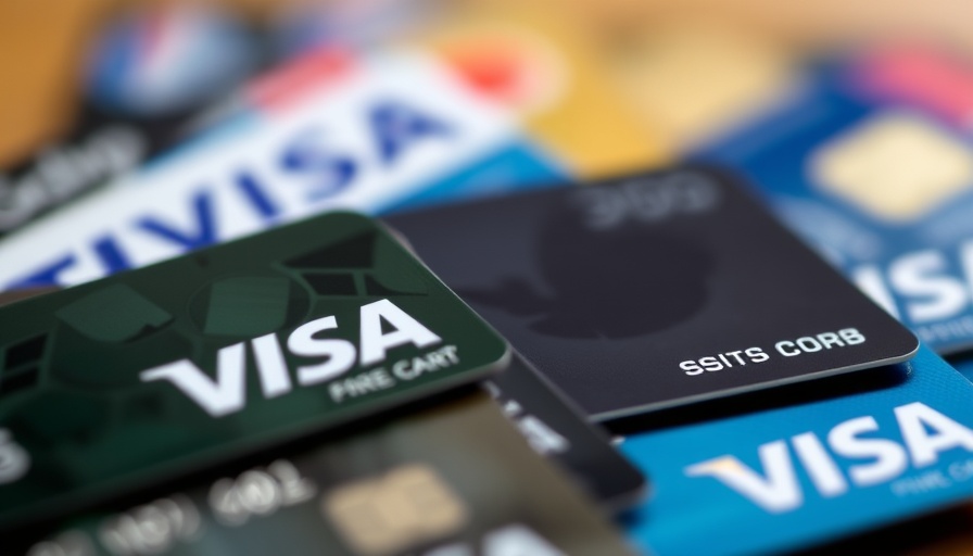 Close-up of Visa cards for tap to pay transactions.