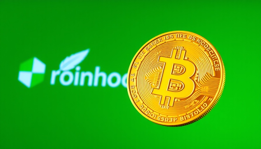 Robinhood cryptocurrency expansion with Bitcoin on gradient green.