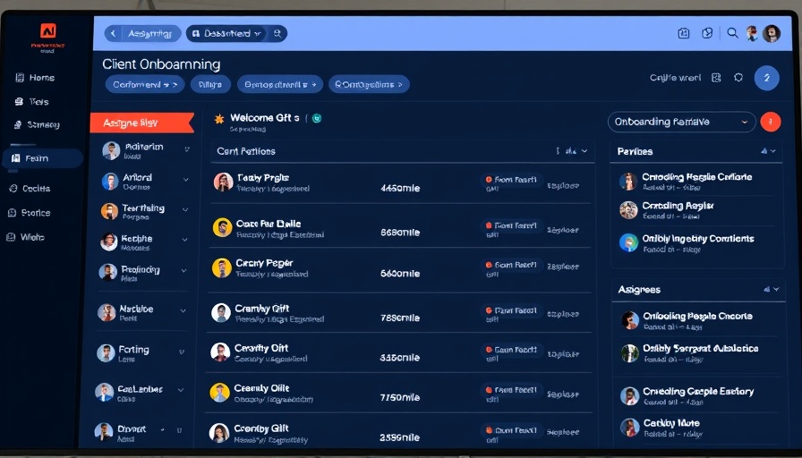 Client onboarding dashboard with task details.