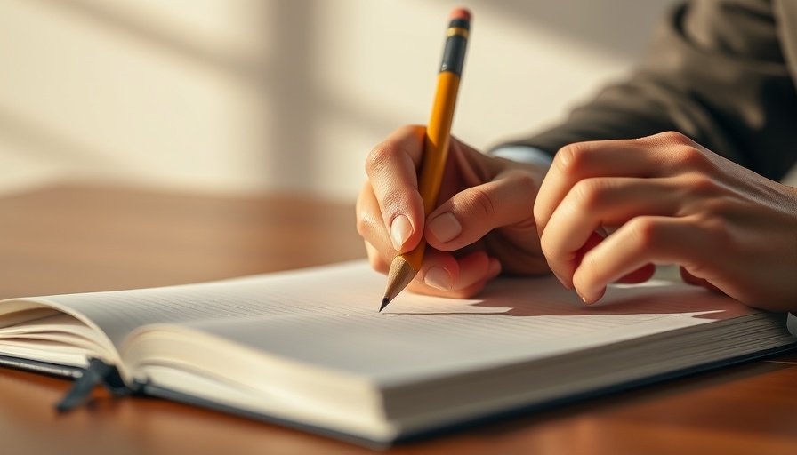 Close-up of hands writing in a notebook, highlighting the importance of meeting minutes.