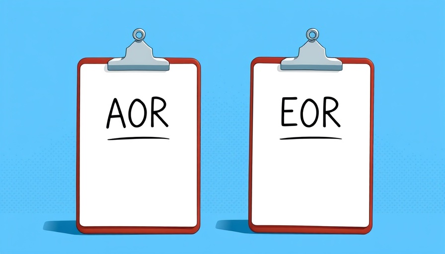 Illustrated clipboards labeled AOR and EOR on blue background, AOR vs EOR differences