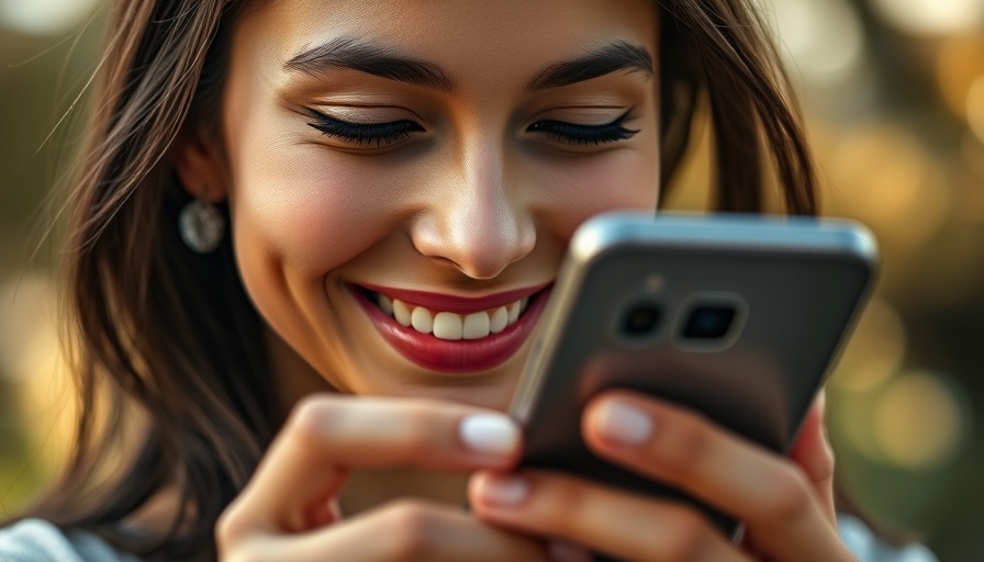 Close-up of woman with Samsung smartphone showing market trends.