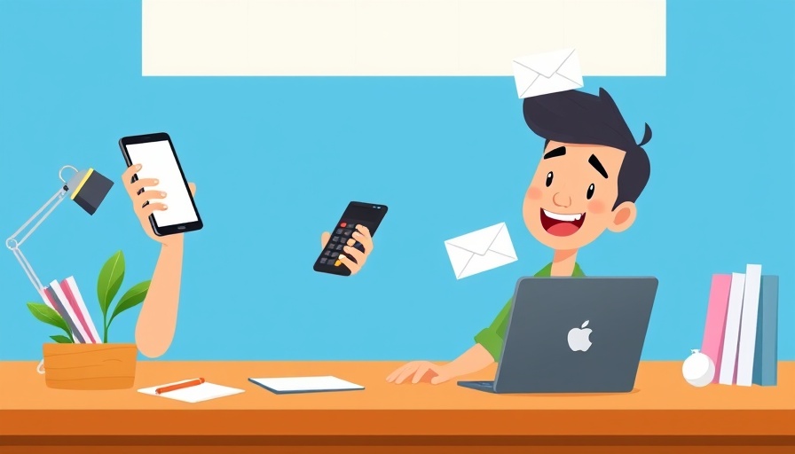 Cartoon character juggling digital tools in an office, Task Management Software Tools.