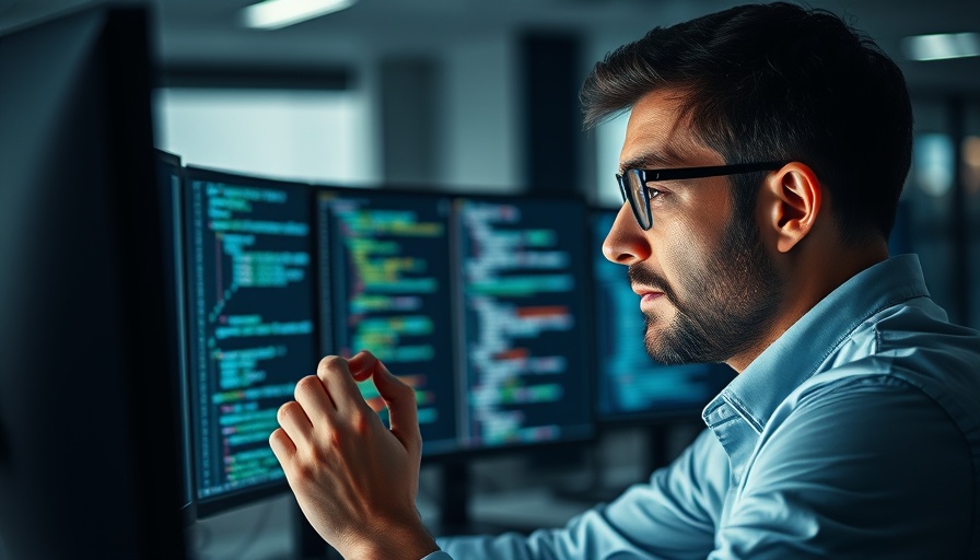 Thoughtful programmer analyzing code using AI-powered coding platforms.
