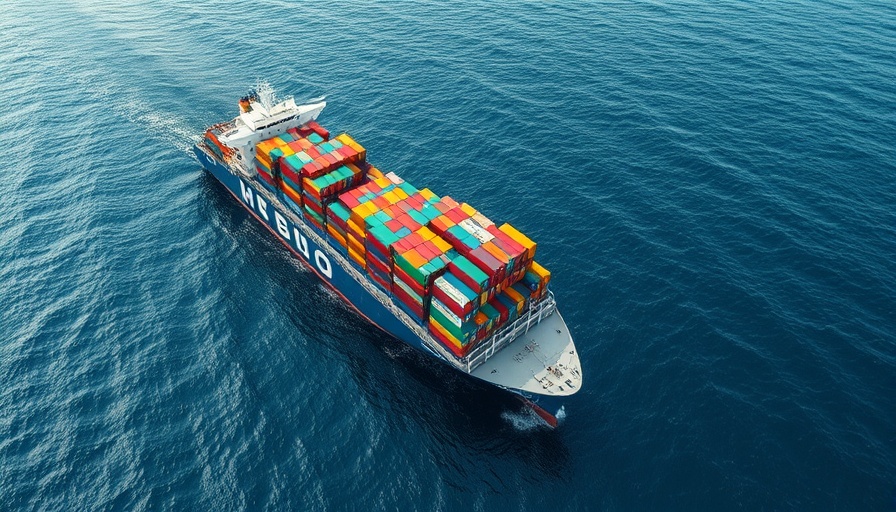 Aerial view of a container ship at sea, illustrating the impact of tariffs on third-party sellers.
