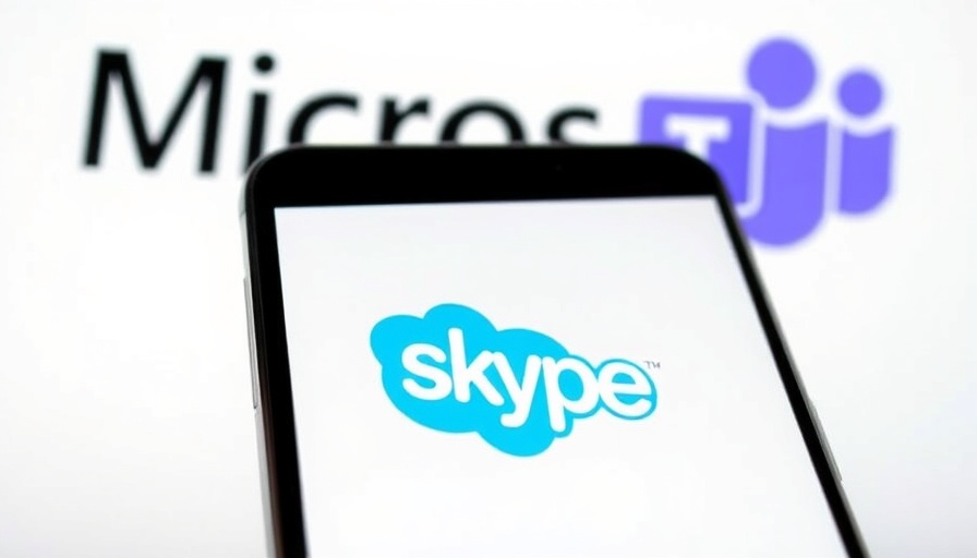 Skype logo on phone screen beside Microsoft Teams logo, symbolizing Skype's retirement.