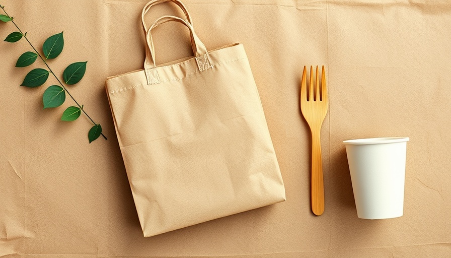 Eco-friendly packaging materials on kraft paper background