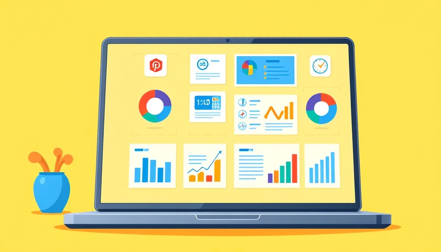 Cartoon style illustration of audit report templates on a laptop screen